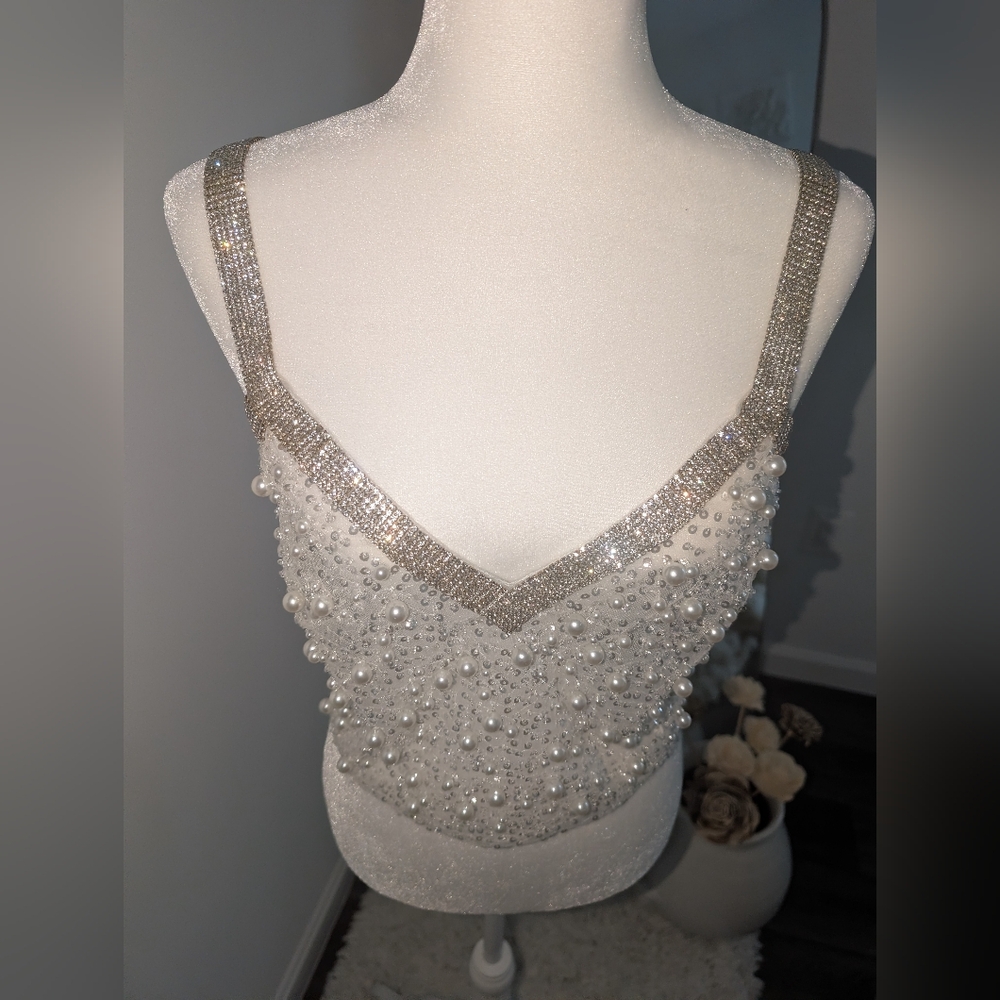 Elegant White Beaded Top